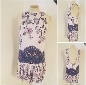 FP XS Dobby Dot Slip Dress Lavender Floral Tie